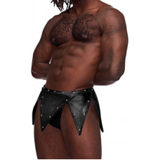 Male Power Eros - Gladiator Kilt Design with an Attached Thong - S/M - Black