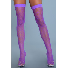 Bewicked Nylon Fishnet Thigh Highs - PUR / OS