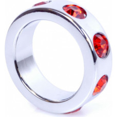 B - Series Heavyfun Pierścień-Metal Cock Ring with Red Diamonds Small