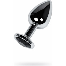 Metal By Toyfa Silver anal plug TOYFA Metal with black round-shaped gem