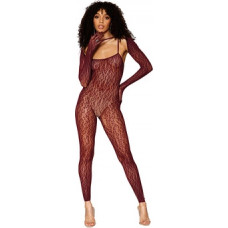 Dreamgirl Catsuit Bodyszecking un Shrug Diamond - viens izmērs - brūns