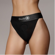 Ouch! By Shots Vibrating Strap-on Panty Harness with Open Back - XS/S - Black