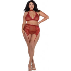 Dreamgirl Fishnet and Lace 4 Piece Set - Plus Size