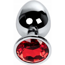 Metal By Toyfa Silver anal plug TOYFA Metal with red round-shaped gem,