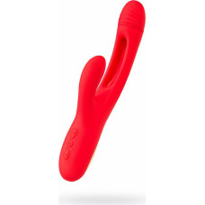 JOS Vibrator with clitoral stimulator Patti with moving tongue, silicone, red, 24 cm