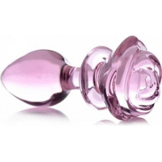 Xr Brands Pink Rose - Glass Butt Plug - Large