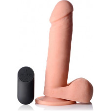 Curve Toys Vibrējošais tālvadības pults silikona dildo ar bumbiņām - 8 / 20,5 cm