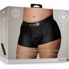 Ouch! By Shots Vibrējošs strap-on bokseris - XL/XXL - melns