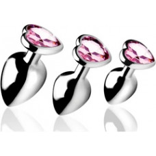 Xr Brands Pink Heart - Butt Plug Set - 3 Pieces