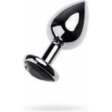 Metal By Toyfa Silver anal plug TOYFA Metal with black heart-shaped gem, length 7 cm, diameter 1,8-3,3 cm, weight 92 gr