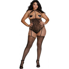 Dreamgirl Fishnet and Lace Teddy Bodystocking - Plus Size