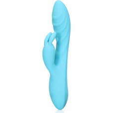 Loveline By Shots Ribbed Ultra Soft Silicone Rabbit Vibrator - Glacial Blue