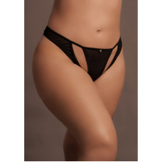 Le Désir By Shots Milou - Elastic Mesh Brief with Open Crotch and Golden Details - Plus Size