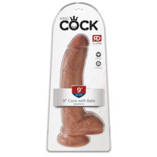 King Cock 9 inch Balls Tan