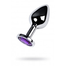 Toyfa Silver anal plug TOYFA Metal,with a amethyst colored gem