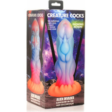 Xr Brands Alien Invader - Alien Glow-in-the-Dark silikona dildo