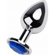 Metal By Toyfa Silver anal plug TOYFA Metal with blue round-shaped gem