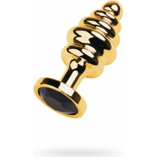 Metal By Toyfa Golden anal plug with  black gem