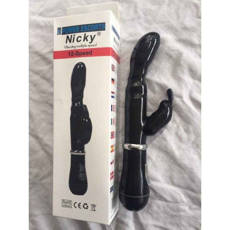 Power Escorts Nicky black 14 speed g spot vibrating 22 cm