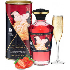 Shunga Aphrodisia Oil - Sparkling Strawberry Wine - 3.5 fl oz / 100 ml