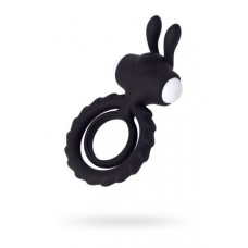 Toyfa JOS GOOD BUNNY, Penis vibrējošs gredzens, silikons, melns, 9cm