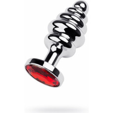 Metal By Toyfa Silver anal plug with red gem