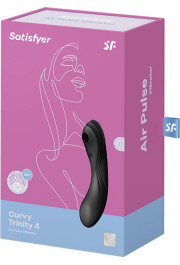 Satisfyer Curvy Trinity 4 — ievietojams gaisa impulsa vibrators — melns