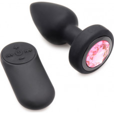 Xr Brands Silicone Vibrating Pink Gemstone - Butt Plug with Remote Control - Small