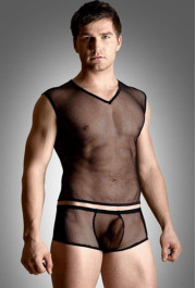 Softline Collection Net set - shirt and thong - black  M/L