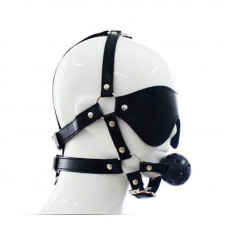 Toyz4Lovers Imbracatura per viso con Maschera per occhi e morso Total Head Harness Restraint black