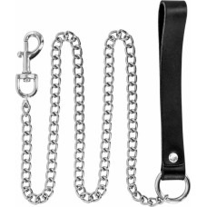 Fetish Premium METAL LEASH WITH COW LEATHER WRIST