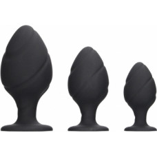 Ouch! By Shots Swirled Butt Plug Set - Black