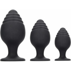 Ouch! By Shots Rippled Butt Plug Set - Black