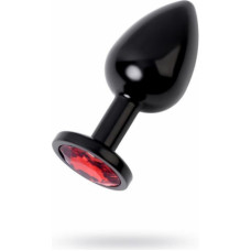 Toyfa Black anal plug TOYFA Metal,with a ruby colored gem