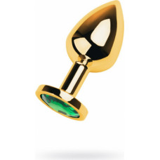 Toyfa Gold anal plug TOYFA Metal with green round-shaped gem