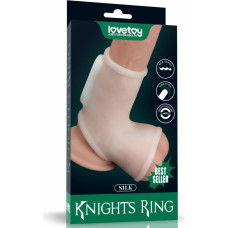 Lovetoy Vibrating Silk Knights Ring with Scrotum Sleeve (White)