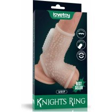 Lovetoy Vibrating Silk Knights Ring with Scrotum Sleeve (White)