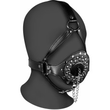 Ouch! By Shots Open Mouth Gag Head Harness with Plug Stopper - Black