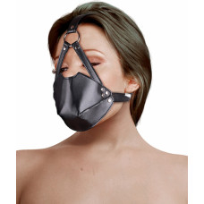 Ouch! By Shots Head Harness with Mouth Cover and Breathable Ball Gag - Black