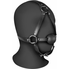 Ouch! By Shots Head Harness with Solid Ball Gag - Black