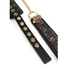 GEISHA Floral Jacquard Vegan Leather Collar & Leash – Black — Photo 4