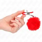 KINK Faux Fur Ball красные зажимы для сосков с помпоном из искусственного меха 6 cm – регулируемый металлический дизайн — Фото 4