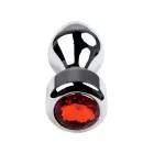 TOYFA metāla anālais spraudnis ar sarkanu dārgakmeni – 10 cm – Red Foto 2