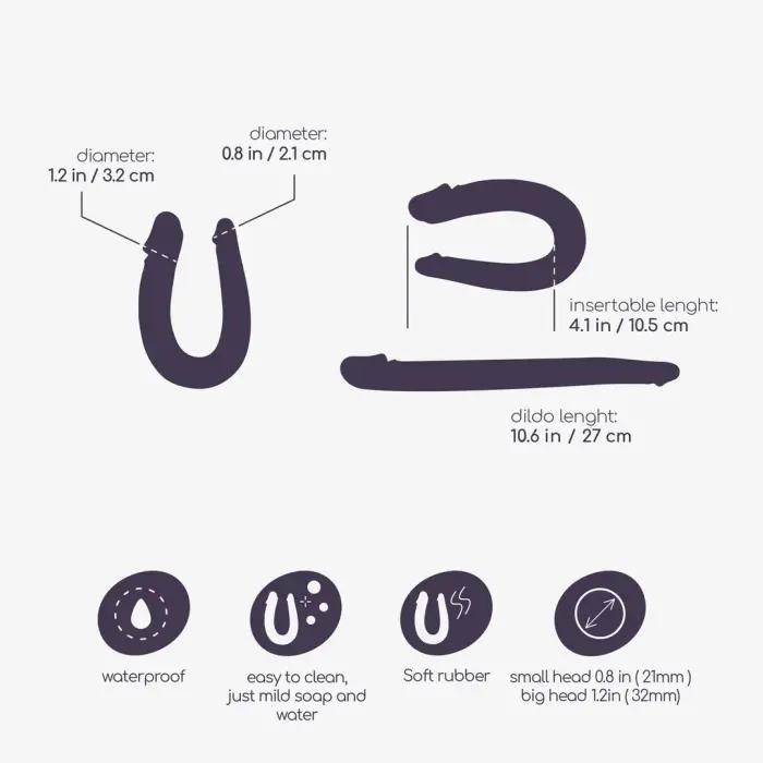 Double Trouble divpusējs dildo – 27 cm (10.6″) – Violets Foto 3