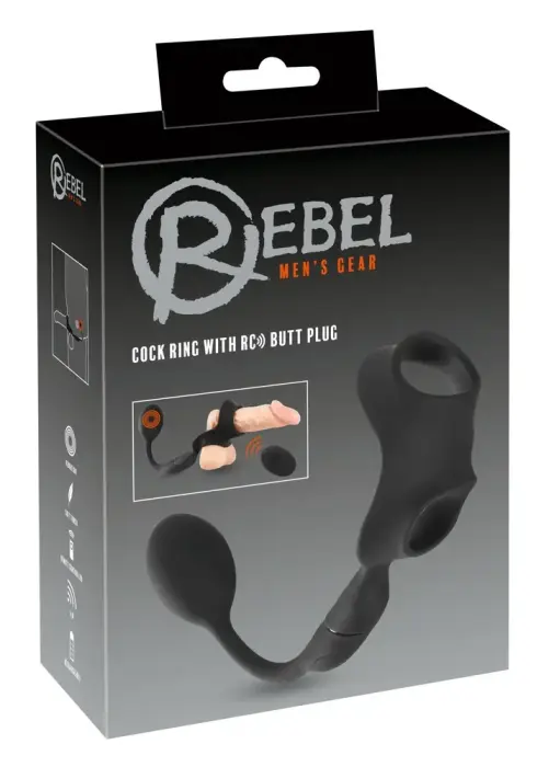 REBEL Cock Ring with RC Butt Plug – Black