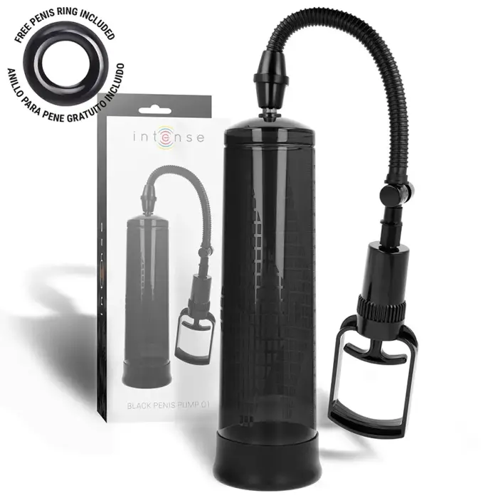 Intense Pump 01 juodas varpos siurblys su slėgio matuokliu 20 cm