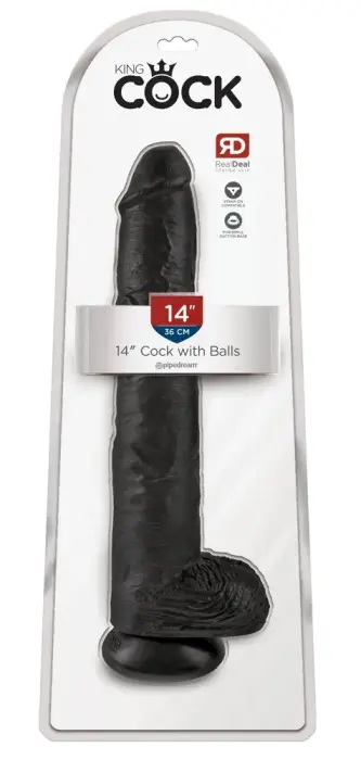 King Cock 14 Realistiškas dildo su sėklidėmis ir siurbtuku – 35.6 cm (14″) – Kūno spalva