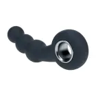 Vibruojantis silikoninis prostatos masažuoklis su karoliukais ir kilpa – 10 cm (3.9″) – Juodas — Nuotrauka 5