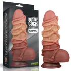 Kahekihiline plaatinasilikoonist dildo köiega – 24 cm (9.5″) – nahavärv — Foto 1