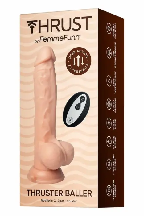FemmeFunn Thruster Baller – интим-машина с толчками – нюд – LIQUISILK™ – 22,3 см